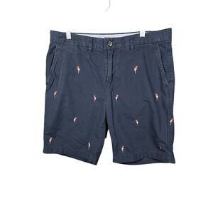 Tommy Hilfiger Men's Navy Parrot Print‎ Chino Shorts Size 33 100% Cotton